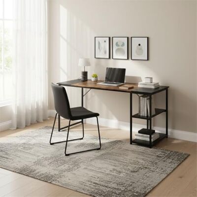 FurnitureR Escritorio Grande, 120 cm, 2 estantes Integrados, Ajuste en Altura, Mesa de diseño Patchwork en Retro, marrón y Negro, Estructura Resistente, Ideal para teletrabajo, Dormitorio u Oficina FurnitureR Escritorio Grande, 120 cm, 2 estantes Integrados, Ajuste en Altura, Mesa de diseño Patchwork en Retro, marrón y Negro, Estructura Resistente, Ideal para teletrabajo, Dormitorio u Oficina