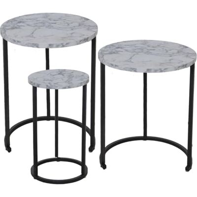 Alexandra House Living Juego de 3 mesas Negro Gris Madera Alexandra House Living Juego de 3 mesas Negro Gris Madera