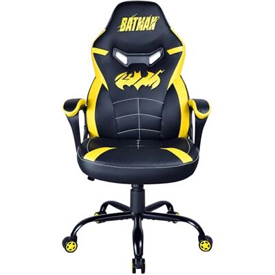 Subsonic Silla Gaming Batman para Niños y Adolescentes Silla de Oficina Ergonómica con Espuma de Alta Densidad, Mecanismo Basculante y Cómodos Reposabrazos Altura Ajustable Negro y Amarillo Subsonic Silla Gaming Batman para Niños y Adolescentes Silla de Oficina Ergonómica con Espuma de Alta Densidad, Mecanismo Basculante y Cómodos Reposabrazos Altura Ajustable Negro y Amarillo