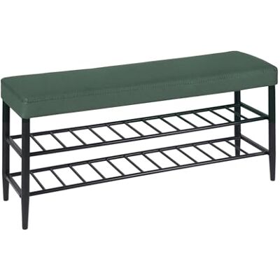 Relaxdays Banco para Zapatos , Asiento Acolchado de Piel sintética, 2 estantes, 8 Pares, HBT 50 x 100 x 30 cm, Verde Relaxdays Banco para Zapatos , Asiento Acolchado de Piel sintética, 2 estantes, 8 Pares, HBT 50 x 100 x 30 cm, Verde