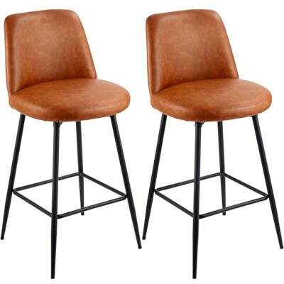 VEVOR Taburete de Bar con Respaldo y Estructura de Metal, Carga de 136,1 kg, Rotación de 360°, Asiento de 686 mm, para Cocina, Comedor, Isla de Cocina, Barra, Marrón, 495 x 550 x 980 mm, 2 uds VEVOR Taburete de Bar con Respaldo y Estructura de Metal, Carga de 136,1 kg, Rotación de 360°, Asiento de 686 mm, para Cocina, Comedor, Isla de Cocina, Barra, Marrón, 495 x 550 x 980 mm, 2 uds