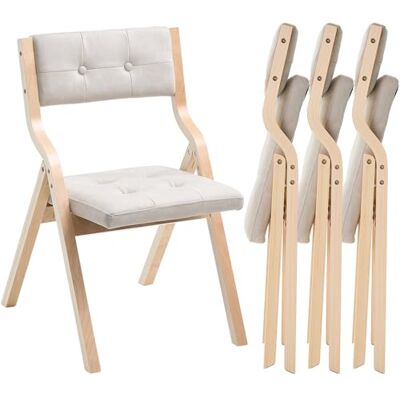 VEVOR Sillas Plegables de Madera con Cojín Acolchado 575 x 480 x 800 mm Marco de Madera Resistente Sillas Acolchadas Portátiles para Cocina, Oficina, Boda, Fiesta, Comedor, Cojín Blanco, 4 Piezas VEVOR Sillas Plegables de Madera con Cojín Acolchado 575 x 480 x 800 mm Marco de Madera Resistente Sillas Acolchadas Portátiles para Cocina, Oficina, Boda, Fiesta, Comedor, Cojín Blanco, 4 Piezas
