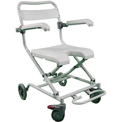 GIMA , Silla de ducha plegable sobre ruedas con estructura de aluminio y asiento de plástico, ruedas con bloqueo, GIMA , Silla de ducha plegable sobre ruedas con estructura de aluminio y asiento de plástico, ruedas con bloqueo,
