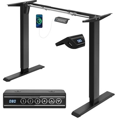 WOLTU Marco de Mesa Elevable, Estructura de Escritorio Eléctrico, Negro Altura Entre 72-120 cm, con Función de Memoria y Proteccion Anticolision WOLTU Marco de Mesa Elevable, Estructura de Escritorio Eléctrico, Negro Altura Entre 72-120 cm, con Función de Memoria y Proteccion Anticolision