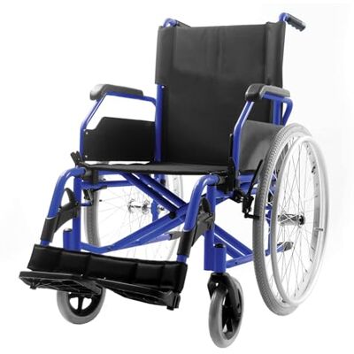 GIMA Silla de ruedas de aluminio clásica, asiento 46 cm, tela negra, GIMA Silla de ruedas de aluminio clásica, asiento 46 cm, tela negra,
