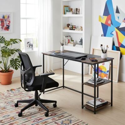 FurnitureR Mesa de Dibujo Moderna, 120 cm, Madera y Metal, 2 Niveles de Almacenamiento, Ajuste de Altura, Bandeja de diseño Patchwork en Retro marrón y Negro, Ideal para Taller, creación o Oficina FurnitureR Mesa de Dibujo Moderna, 120 cm, Madera y Metal, 2 Niveles de Almacenamiento, Ajuste de Altura, Bandeja de diseño Patchwork en Retro marrón y Negro, Ideal para Taller, creación o Oficina