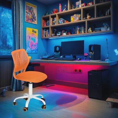FurnitureR Compact Kids Gaming Chair, Hollow PP Backrest, Ajustable Height, Ergonomic Swivel Sponge Seat, 5-Wheel Iron Base, for Teens & Childrens Drawing, Gaming, Classroom, Naranja, 38,5 x 40 x 87 FurnitureR Compact Kids Gaming Chair, Hollow PP Backrest, Ajustable Height, Ergonomic Swivel Sponge Seat, 5-Wheel Iron Base, for Teens & Childrens Drawing, Gaming, Classroom, Naranja, 38,5 x 40 x 87