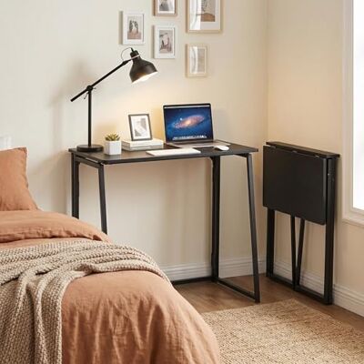 FurnitureR Escritorio Plegable de Madera para computadora, portátil, Escritorio de Estudio, Ahorro de Espacio, Paquete Plegable, contemporáneo, 80 x 40 x 75 cm, Color Negro FurnitureR Escritorio Plegable de Madera para computadora, portátil, Escritorio de Estudio, Ahorro de Espacio, Paquete Plegable, contemporáneo, 80 x 40 x 75 cm, Color Negro