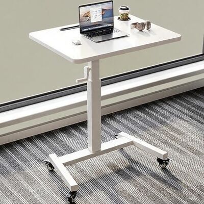 Generic Escritorio móvil de pie, atriles y podios, escritorio portátil, escritorio rodante for computadora portátil de altura ajustable con portavasos for el hogar, la oficina(White) Generic Escritorio móvil de pie, atriles y podios, escritorio portátil, escritorio rodante for computadora portátil de altura ajustable con portavasos for el hogar, la oficina(White)