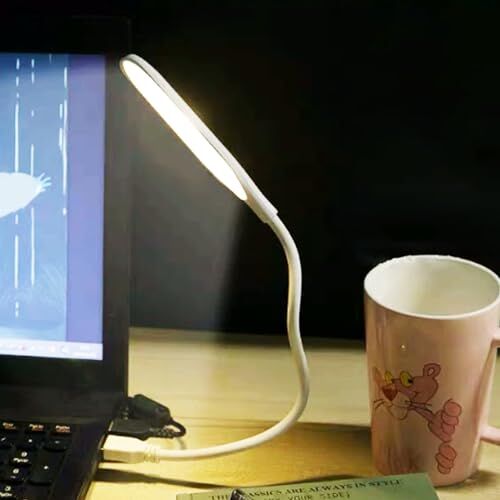 DXIA USB Lámpara Luz de LED Portátil con Interruptor Táctil, Lámpara USB Regulable 18 LED con 3 Niveles de Brillo, Cuello de Cisne Flexible, Lámparas para Estudio, Lectura, Dormitorio, Oficina