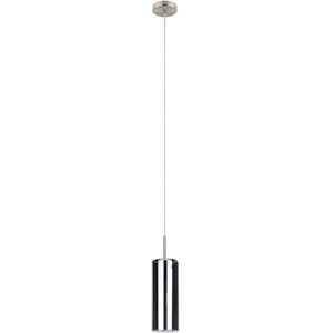 Eglo Lámpara colgante Selvino, luz suspendida para mesa de comedor, vidrio ahumado negro, acero plateado, 1 foco, casquillo E27 Eglo Lámpara colgante Selvino, luz suspendida para mesa de comedor, vidrio ahumado negro, acero plateado, 1 foco, casquillo E27
