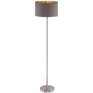 Eglo Lámpara de pie Maserlo, luz de pie textil de 1 foco, lámpara de acero y tela, color níquel mate, capuchino, oro, portalámparas E27, incl interruptor de pie Eglo Lámpara de pie Maserlo, luz de pie textil de 1 foco, lámpara de acero y tela, color níquel mate, capuchino, oro, portalámparas E27, incl interruptor de pie