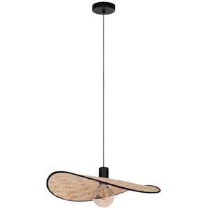 Eglo Marywell Lámpara de techo colgante para mesa de comedor, japonesa, metal negro y bambú natural, casquillo E27, 50 x 34,5 cm Eglo Marywell Lámpara de techo colgante para mesa de comedor, japonesa, metal negro y bambú natural, casquillo E27, 50 x 34,5 cm