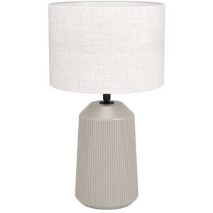 Eglo Capalbio Lámpara para mesa y mesita de noche, adecuada para colocar en el salón o el dormitorio, fabricada en cerámica de color arena con pantalla de tejido en color blanco, portalámparas E27 Eglo Capalbio Lámpara para mesa y mesita de noche, adecuada para colocar en el salón o el dormitorio, fabricada en cerámica de color arena con pantalla de tejido en color blanco, portalámparas E27