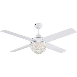 Westinghouse iluminación 72262 Ventilador de techo con luz y control remoto de estilo contemporáneo Kelcie, 132 cm, acabado blanco, pantalla de joyas de cristal Westinghouse iluminación 72262 Ventilador de techo con luz y control remoto de estilo contemporáneo Kelcie, 132 cm, acabado blanco, pantalla de joyas de cristal