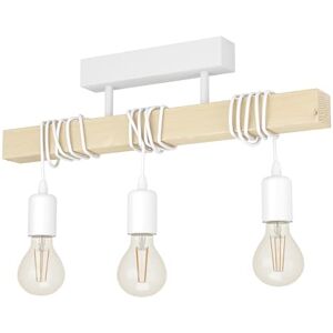 Eglo lámpara de techo Townshend, lámpara de techo vintage de 3 focos en diseño industrial, lámpara colgante retro de acero y madera, color blanco, marrón, portalámparas E27 Eglo lámpara de techo Townshend, lámpara de techo vintage de 3 focos en diseño industrial, lámpara colgante retro de acero y madera, color blanco, marrón, portalámparas E27