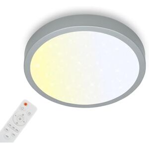 Briloner Lámpara de techo starry sky, lámpara de techo regulable, temperatura de color ajustable, lámpara de superficie, mando a distancia, color plata, Ø380x50 mm Briloner Lámpara de techo starry sky, lámpara de techo regulable, temperatura de color ajustable, lámpara de superficie, mando a distancia, color plata, Ø380x50 mm