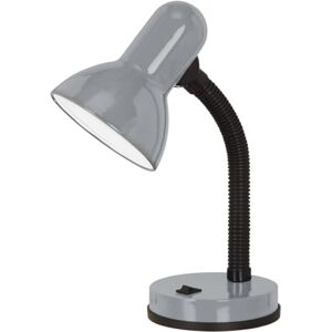Eglo Lámpara de mesa BASIC 1, lámpara de mesa con una bombilla, lámpara de escritorio de acero y plástico, color plateado, casquillo E27 Eglo Lámpara de mesa BASIC 1, lámpara de mesa con una bombilla, lámpara de escritorio de acero y plástico, color plateado, casquillo E27