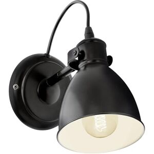 Eglo Aplique de pared PRIDDY, aplique de pared vintage con 1 bombilla en diseño industrial, foco de pared retro de acero, color negro, blanco, casquillo E27 Eglo Aplique de pared PRIDDY, aplique de pared vintage con 1 bombilla en diseño industrial, foco de pared retro de acero, color negro, blanco, casquillo E27