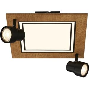 Briloner Lámpara de techo LED con focos, luz blanca cálida, lámpara de techo orientable, lámpara LED madera, lámpara de salón 12W con función memoria, 295x295x155 mm (LxAxA) Briloner Lámpara de techo LED con focos, luz blanca cálida, lámpara de techo orientable, lámpara LED madera, lámpara de salón 12W con función memoria, 295x295x155 mm (LxAxA)