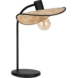 Eglo Marywell Lámpara de mesita de noche, cesta de estilo japonés, decoración para habitación, dormitorio, metal en negro y bambú natural, casquillo E27, altura 46,5 cm Eglo Marywell Lámpara de mesita de noche, cesta de estilo japonés, decoración para habitación, dormitorio, metal en negro y bambú natural, casquillo E27, altura 46,5 cm