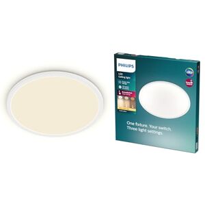 Philips Plafón Superslim, lámpara LED de techo funcional, color blanco, luz blanca cálida regulable, 27K 22W Philips Plafón Superslim, lámpara LED de techo funcional, color blanco, luz blanca cálida regulable, 27K 22W