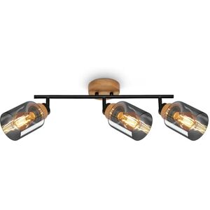 Briloner Hema Barra 3xE27 - Focos Ajustables - 47cm - Madera y Vidrio Moderno Briloner Hema Barra 3xE27 - Focos Ajustables - 47cm - Madera y Vidrio Moderno