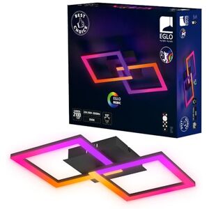 Eglo RGBIC Lámpara de techo led con diseño geométrico y efectos de luz, decoración para salón de juegos y fiestas, iluminación de techo con mando a distancia, blanco cálido y RGB, metal negro Eglo RGBIC Lámpara de techo led con diseño geométrico y efectos de luz, decoración para salón de juegos y fiestas, iluminación de techo con mando a distancia, blanco cálido y RGB, metal negro