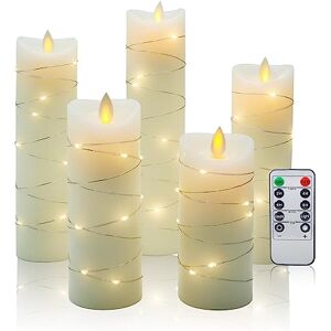 CCLIFE Velas eléctricas y LED de cera real con control remoto, función de temporizador, hechas de parafina, Funcionamiento con batería,Blanco 5 Piezas CCLIFE Velas eléctricas y LED de cera real con control remoto, función de temporizador, hechas de parafina, Funcionamiento con batería,Blanco 5 Piezas