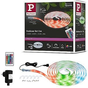 Paulmann Strip LED SimpLED Outdoor 3m IP65 24LED/m RGB incl. 1x8,5 W regulable, tira de luz, transparente, plástico Paulmann Strip LED SimpLED Outdoor 3m IP65 24LED/m RGB incl. 1x8,5 W regulable, tira de luz, transparente, plástico