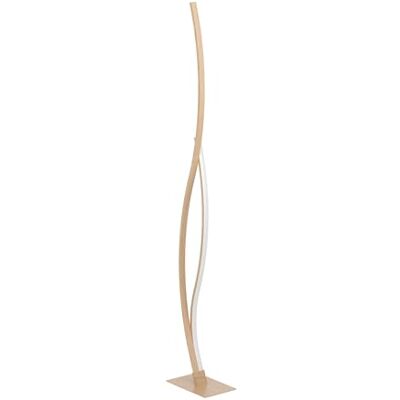 Eglo Lámpara de pie LED Grisolia, diseño curvo para salón, metal con acabado madera, luz cálida, 129 cm Eglo Lámpara de pie LED Grisolia, diseño curvo para salón, metal con acabado madera, luz cálida, 129 cm