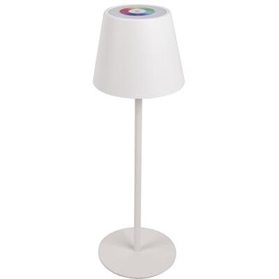 Velamp Lámpara de mesa LED recargable Josephine IP44 – 200 lúmenes, regulador táctil, luz blanca y RGB, 10 horas de autonomía, color blanco Velamp Lámpara de mesa LED recargable Josephine IP44 – 200 lúmenes, regulador táctil, luz blanca y RGB, 10 horas de autonomía, color blanco