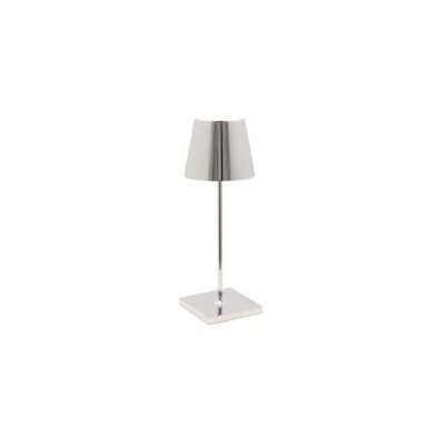 Zafferano Poldina Pro Mini, Lámpara LED Inalámbrica Recargable, Regulador Táctil, Larga Duración con Multicargador USB (EU/UK/US) H30 cm Cuerpo de Aluminio con Acabado Galvánico Brillo Plata Zafferano Poldina Pro Mini, Lámpara LED Inalámbrica Recargable, Regulador Táctil, Larga Duración con Multicargador USB (EU/UK/US) H30 cm Cuerpo de Aluminio con Acabado Galvánico Brillo Plata