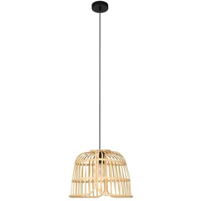 Eglo lámpara colgante Glyneath, candil de 1 luz para comedor, iluminador de tejido de ratán en color natural, pendiente de ratán con casquillo E27 Eglo lámpara colgante Glyneath, candil de 1 luz para comedor, iluminador de tejido de ratán en color natural, pendiente de ratán con casquillo E27
