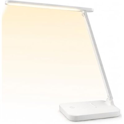 Unilux Kapa Lámpara LED de mesa, 3 niveles de luz y temperatura de color ajustable, batería de 800 mAh, color blanco Unilux Kapa Lámpara LED de mesa, 3 niveles de luz y temperatura de color ajustable, batería de 800 mAh, color blanco
