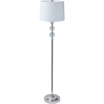 Relaxdays Lámpara de pie con Pantalla de Tela y Efecto Cristal, Metal, E27, 155 x 35,5 x 35,5 cm, Plateado/Blanco Relaxdays Lámpara de pie con Pantalla de Tela y Efecto Cristal, Metal, E27, 155 x 35,5 x 35,5 cm, Plateado/Blanco
