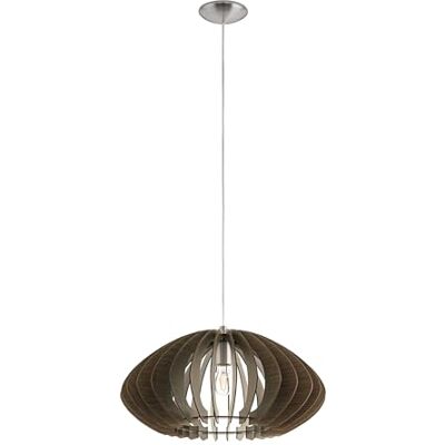 Eglo Lámpara colgante Cossano 2, 1 luz, vintage, acero y madera en níquel mate y marrón oscuro, para comedor o salón, con casquillo E27, Ø 50 cm Eglo Lámpara colgante Cossano 2, 1 luz, vintage, acero y madera en níquel mate y marrón oscuro, para comedor o salón, con casquillo E27, Ø 50 cm