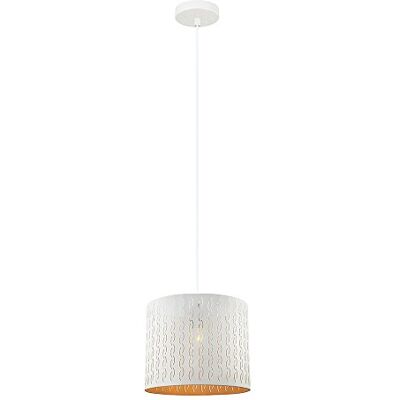 LUSSIOL Luminaria Canto, suspensión de metal, 60 W, blanco, ø 30 x 25 cm LUSSIOL Luminaria Canto, suspensión de metal, 60 W, blanco, ø 30 x 25 cm