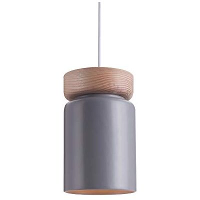 LUSSIOL Lámpara de techo, cerámica, madera, 40 W, color gris LUSSIOL Lámpara de techo, cerámica, madera, 40 W, color gris