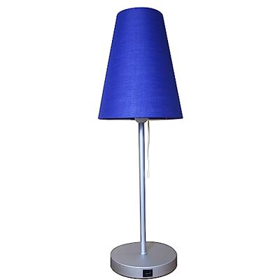 Unilux Lámpara de noche Ambiance 2.0, con puerto de carga USB, pantalla de tela azul, base de metal, diseño sobrio, para oficina, salón y dormitorio (bombilla LED incluida) Unilux Lámpara de noche Ambiance 2.0, con puerto de carga USB, pantalla de tela azul, base de metal, diseño sobrio, para oficina, salón y dormitorio (bombilla LED incluida)