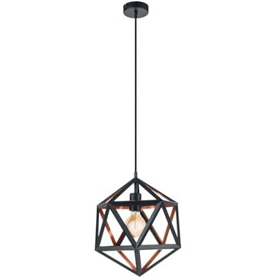 Eglo Lámpara colgante Embleton 1, 1 luz, estilo industrial, vintage, retro, acero negro y cobre, para comedor o salón, portalámparas E27, diámetro 30,5 cm Eglo Lámpara colgante Embleton 1, 1 luz, estilo industrial, vintage, retro, acero negro y cobre, para comedor o salón, portalámparas E27, diámetro 30,5 cm