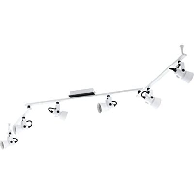 Eglo Lámpara de techo Trillo con 6 focos orientables, iluminación de techo para oficina y salón, metal blanco y negro, foco de techo con casquillo GU10, L 158,5 cm Eglo Lámpara de techo Trillo con 6 focos orientables, iluminación de techo para oficina y salón, metal blanco y negro, foco de techo con casquillo GU10, L 158,5 cm