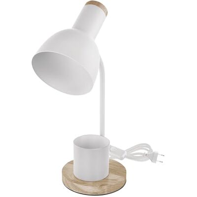 EMOS Lámpara de mesa LED POPPY con soporte para bolígrafo, rosca E27 Elegante lámpara de lectura de metal con pie de madera Cable de alimentación de 1,5 m con interruptor y enchufe europeo Sin EMOS Lámpara de mesa LED POPPY con soporte para bolígrafo, rosca E27 Elegante lámpara de lectura de metal con pie de madera Cable de alimentación de 1,5 m con interruptor y enchufe europeo Sin