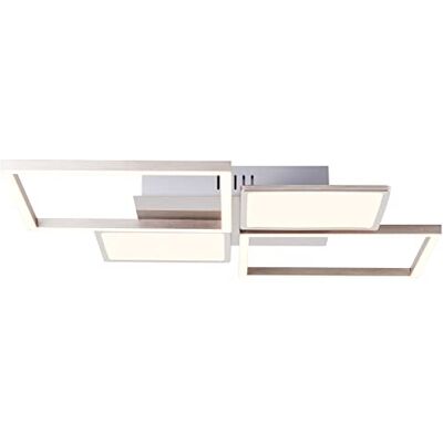 Brilliant Lámpara de techo LED de 4 focos, regulable en 3 niveles mediante interruptor de pared, máx. 40 W con luz blanca cálida de metal/plástico, anodizado en níquel – 51 cm de ancho Brilliant Lámpara de techo LED de 4 focos, regulable en 3 niveles mediante interruptor de pared, máx. 40 W con luz blanca cálida de metal/plástico, anodizado en níquel – 51 cm de ancho