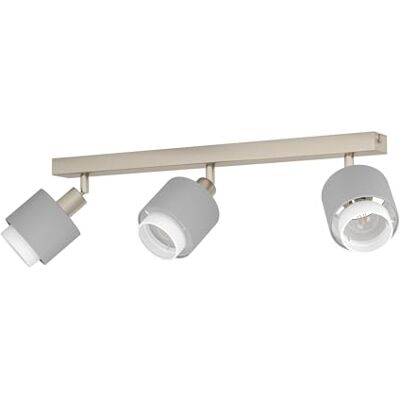 Eglo Bellizzi Foco de techo, lámpara de techo triple, lámpara de techo con focos giratorios de tejido en gris y blanco, focos de techo con casquillo E14 Eglo Bellizzi Foco de techo, lámpara de techo triple, lámpara de techo con focos giratorios de tejido en gris y blanco, focos de techo con casquillo E14