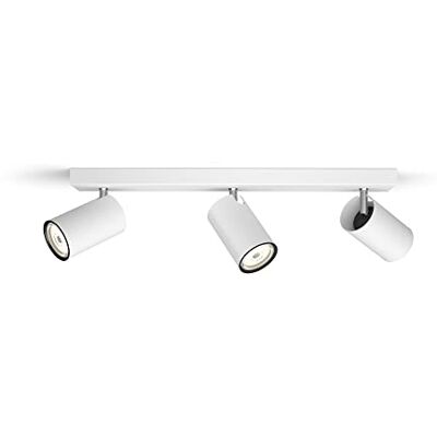 Philips , Barra de iluminación Kosipo con 3 Focos para bombilla GU10, Blanco Philips , Barra de iluminación Kosipo con 3 Focos para bombilla GU10, Blanco