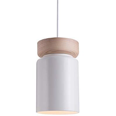 LUSSIOL Lámpara de techo, cerámica, madera, 40 W, color blanco LUSSIOL Lámpara de techo, cerámica, madera, 40 W, color blanco