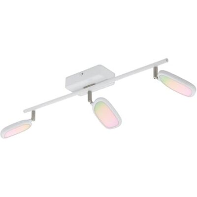 Eglo connect lámpara de techo LED Palombare-C, lámpara de techo inteligente de 3 luces en metal, aluminio y plástico blanco, focos RGB, color de luz ajustable (cálido, neutro, frío), regulable Eglo connect lámpara de techo LED Palombare-C, lámpara de techo inteligente de 3 luces en metal, aluminio y plástico blanco, focos RGB, color de luz ajustable (cálido, neutro, frío), regulable