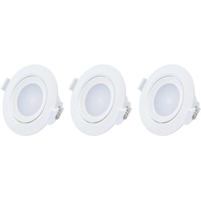 Gefom Lote de 3 focos LED integrados, IP20, 5 W, color blanco, ajustable a 25°, ángulo 120°, dimensiones de entrada, 70 mm, 4000 K Gefom Lote de 3 focos LED integrados, IP20, 5 W, color blanco, ajustable a 25°, ángulo 120°, dimensiones de entrada, 70 mm, 4000 K