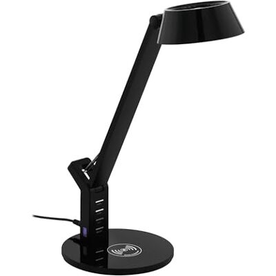 Eglo LED lámpara de mesa Banderalo, de escritorio con estación de carga QI, negro neutro, regulable, iluminación de oficina de plástico en blanco Eglo LED lámpara de mesa Banderalo, de escritorio con estación de carga QI, negro neutro, regulable, iluminación de oficina de plástico en blanco